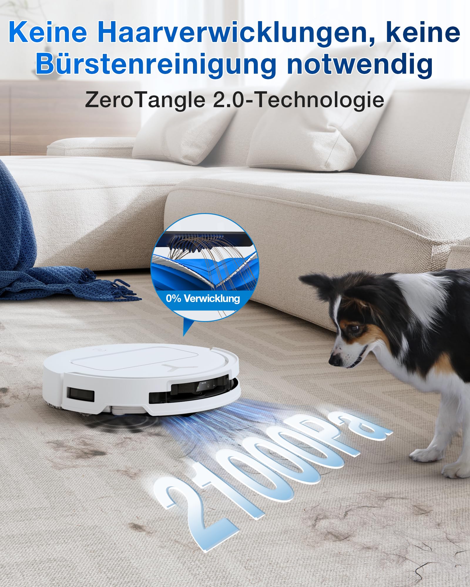 ECOVACS DEEBOT T50 PRO Omni Gen2 Saugroboter mit Wischfunktion, Ausfahrende Seitenbürste und Wischmopp, 21.000 Pa, Auto Zugabe von Reinigungslösung, Moppwäsche mit 75°C heißem Wasser, Ultradünn 81 mm 2