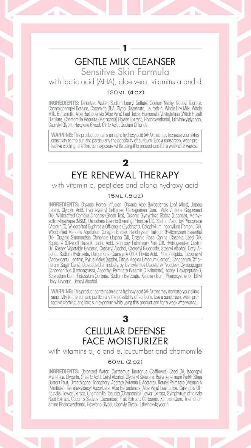 Anti Aging Skin Care Kits: Beauty Gift Sets for Women; Alpha Hydroxy Face Cleanser, Antioxidant Day Cream for Face & Eye Cream for Dark Circles and Puffiness. Perfect Gift Set Kit: Beauty