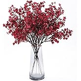 Hananona 10 Pcs Babys Breath Artificial Gypsophila Flowers Halloween Fake Silk Flowers for Home Decor Floral Arrangement Table Centerpieces (10, Burgundy)
