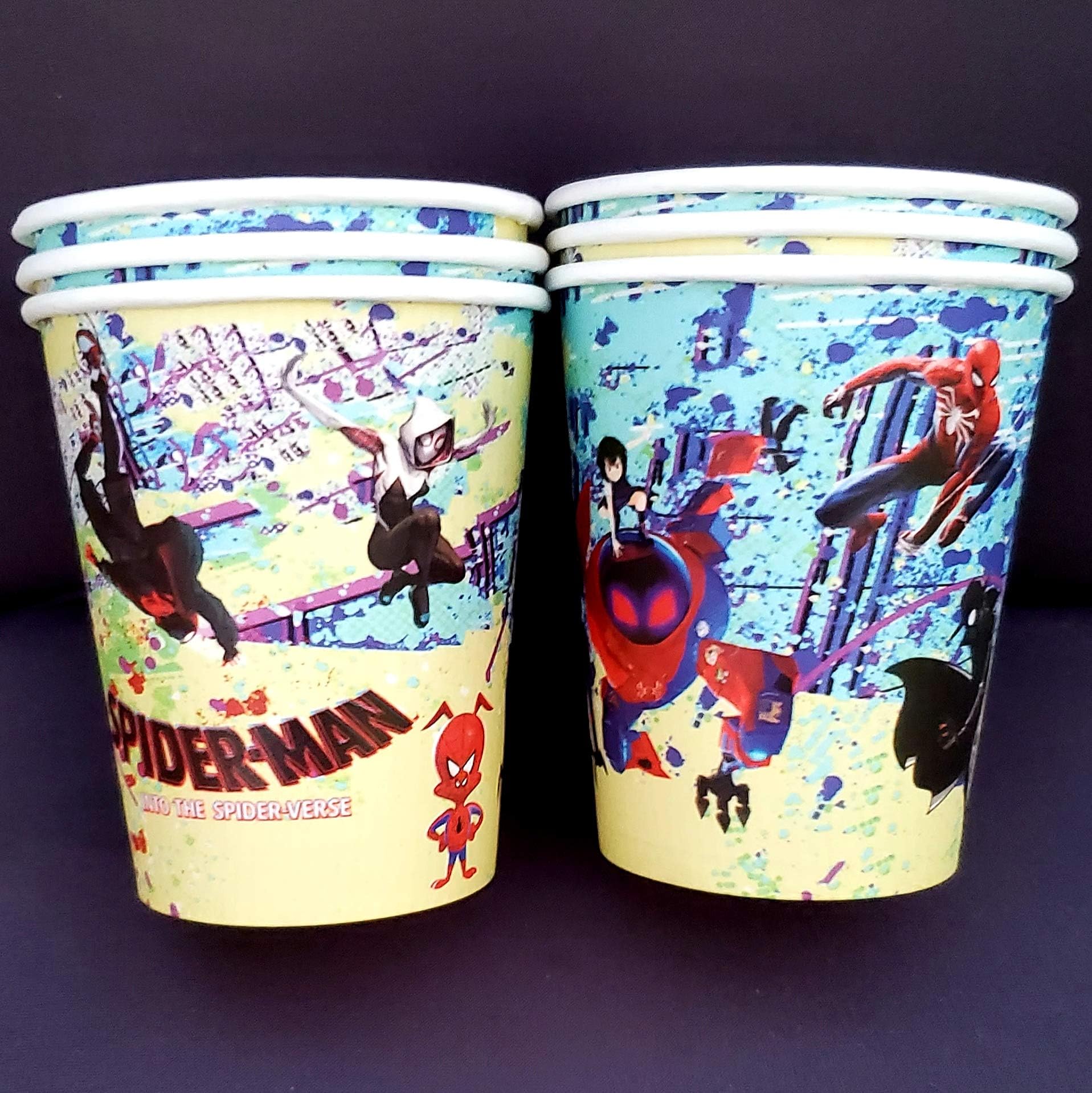 6PC CUPS CUP SPIDERMAN INTO THE SPIDERVERSE SPIDER VERSE PARTY SUPPLIES DECORATION THEME BIRTHDAY