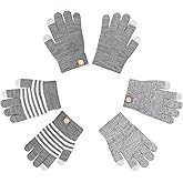 MA COWCF 3 Pairs Kids Winter Gloves Warm Knit Gloves for 3-9 Years Touchscreen Design Toddler Warm Gloves for Cold Weather