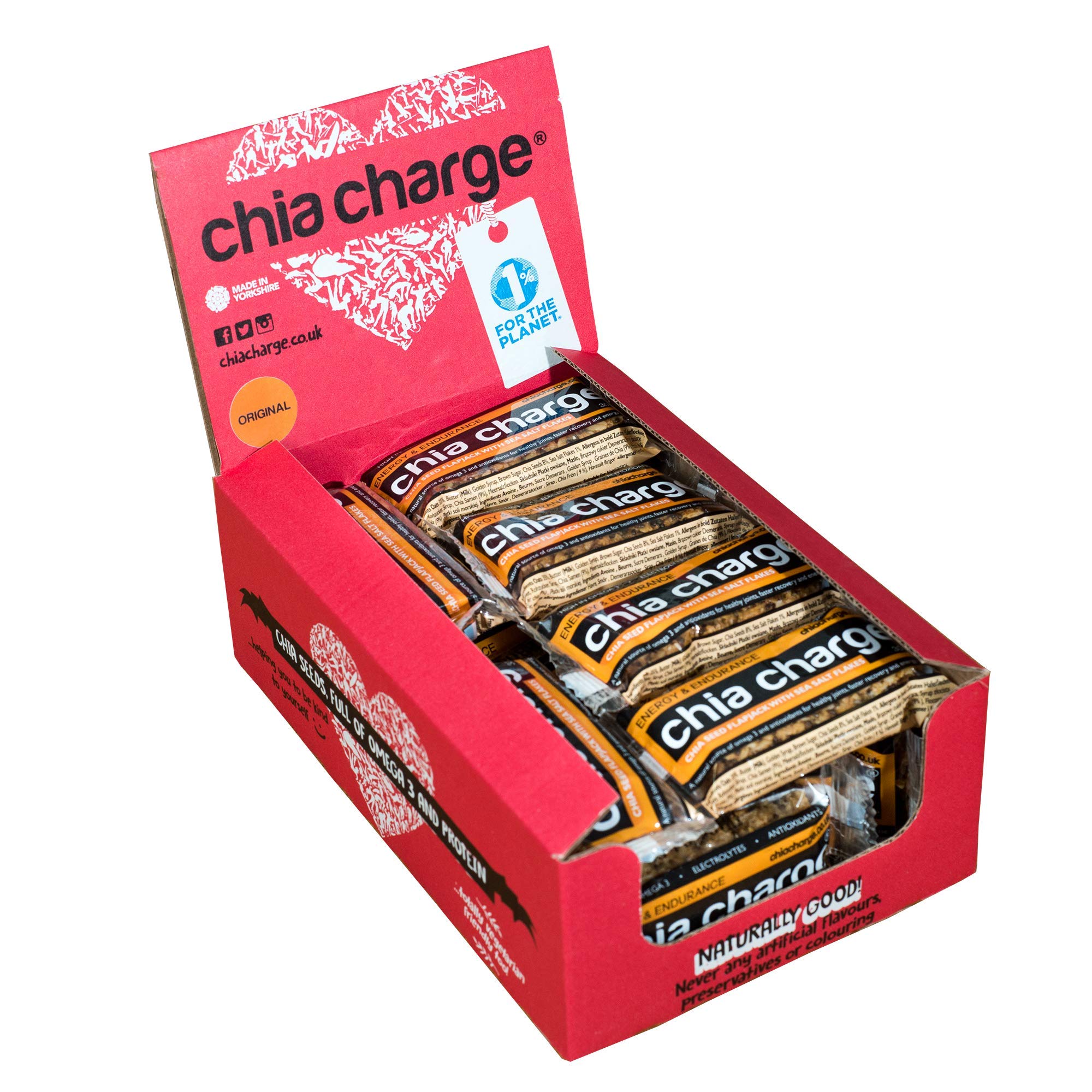 Mini and Big Flapjacks Pack - Chia Seeds - Energy Bar - Healthy Snack Bar - Bars - Running, Gym and Cycling Energy - No Nuts - Nut Free - Lunchbox Snack (Original Sea Salt, 18 x 30g)