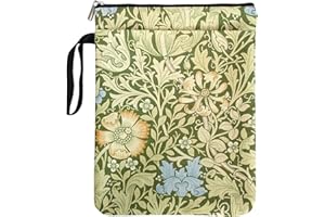 PALASARKAAA William Morris Floral Book Sleeve Gifts for Book Lovers Birthday Graduation Back to School Supplies, Waterproof Zippered Cover with Pocket & Handle, Librarian Favorite