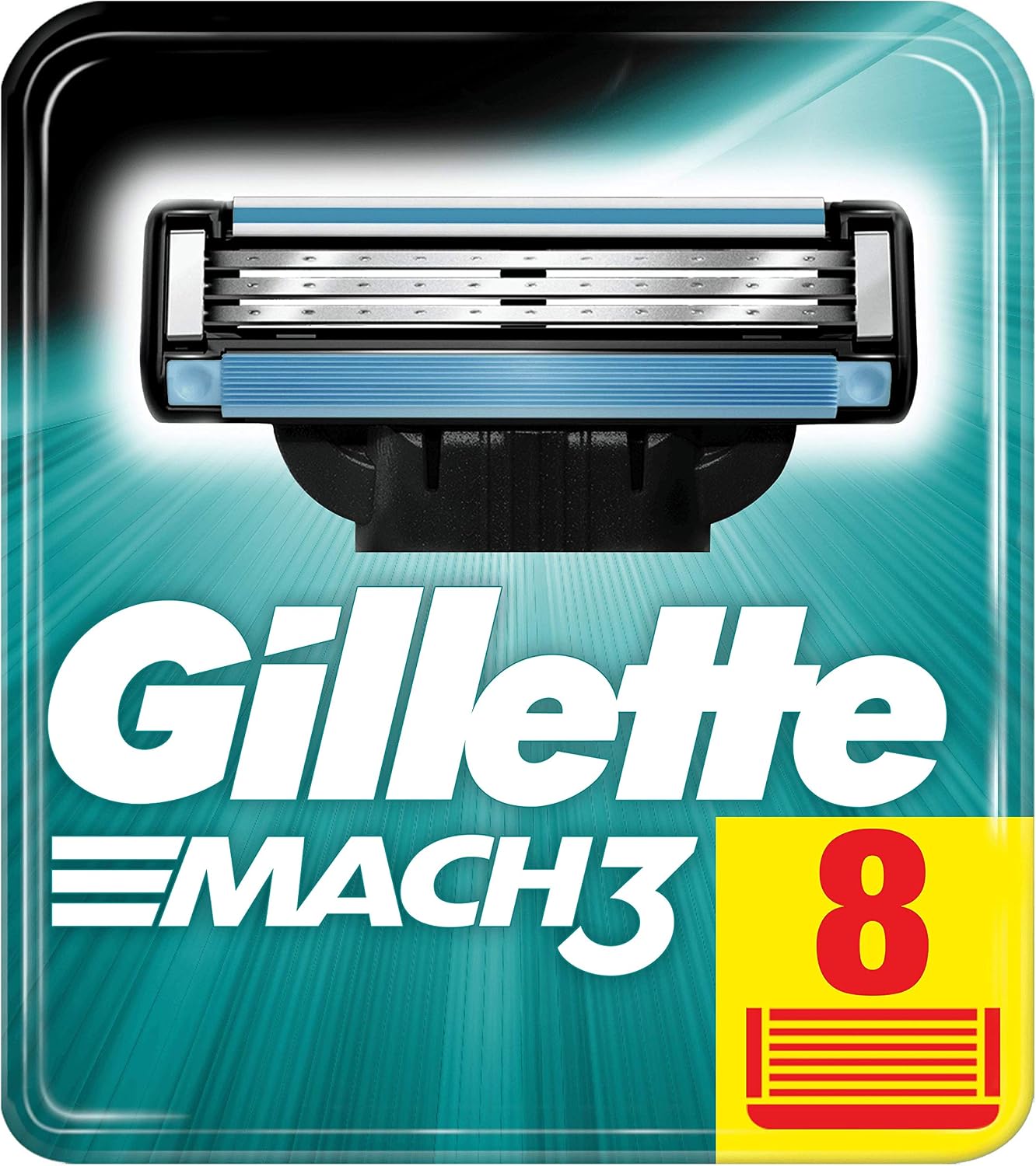 Gillette Mach3 Razor Blades Men, Pack of 8 Razor Blade Refills, Stronger Than Steel Blades, Enhanced Lubrastrip
