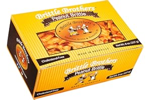 Brittle Brothers Peanut Brittle - 8 oz Box - Voted #1 in America - 4 x's more Nuts! - Cashew Pecan Bacon Corporate Gift Men Women Candy Snack Birthday Sampler Christmas Mother Father Graduation Office Mix Valentines Day Party