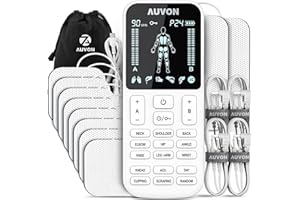 AUVON 4 Outputs TENS Unit Muscle Stimulator with 24 Modes & Intuitive Operation Design, FSA & HSA Eligible, TENS Machine with 10 TENS Pads, Electronic Pulse Massager for Back Pain Relief Therapy