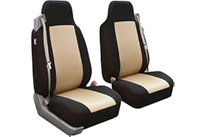 FH Group All Purpose Flat Cloth Car Seat Covers for Bucket Seats, 2 Piece Universal Fit, Washable Seat Covers for SUV, Sedan, Van - Front Set Beige