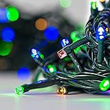 100 LED Multicolored Christmas String Lights | 30 Ft, Battery Operated, Auto Timer, 8 Light Modes, Water Resistant, Indoor and Outdoor Use