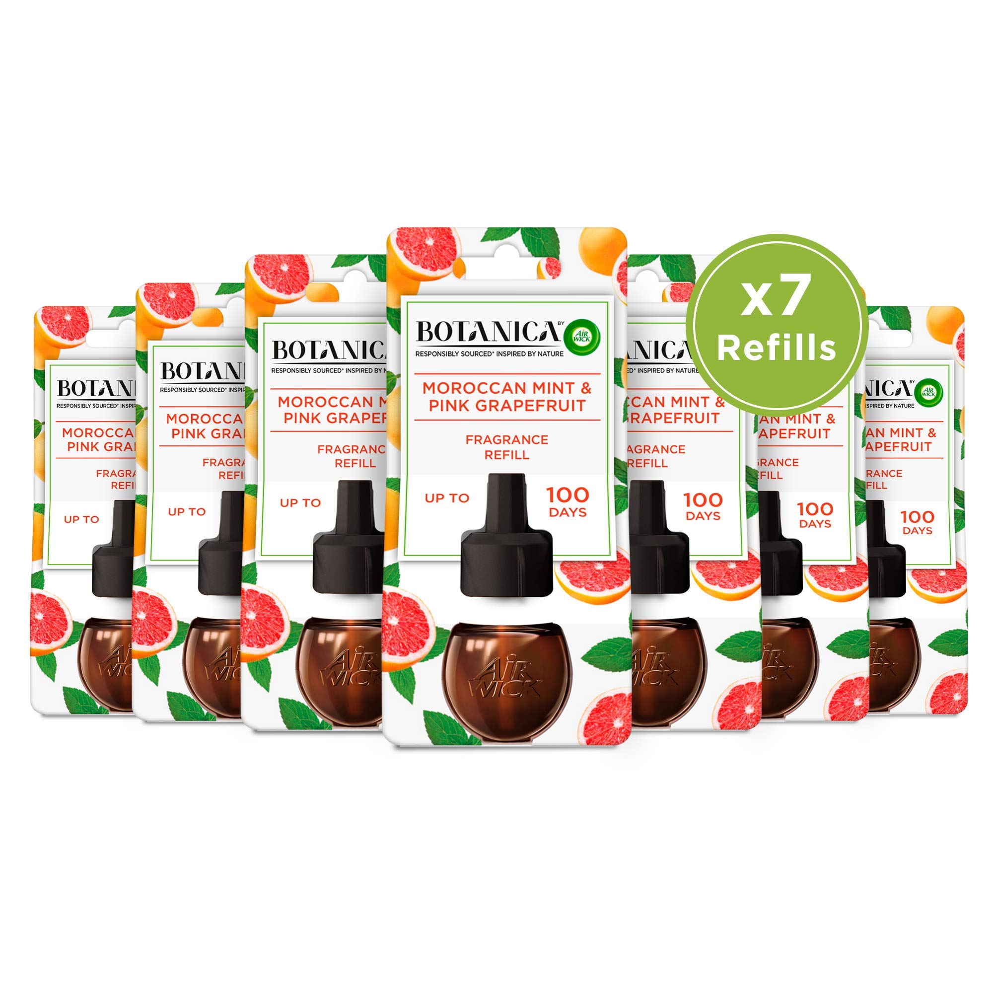 Botanica by Air Wick Scented Oil for Electrical Plug Diffuser Moroccan Mint and Pink Grapefruit Refill, 19 ml