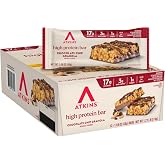 Atkins Chocolate Chip Granola High Protein Bar, 17g Protein, 12 Count | 17g Protein, 3g Net Carbs, 1g Sugar, Rich in Fiber, Chocolatey Chips and Crunchy Granola, Individually Wrapped 1.69oz Bars