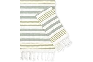 Folkulture Hand Towels for Bathroom, Set of 2 Decorative Hand Towels with Hanging Loop, 100% Cotton Turkish Hand Towels Set or Boho Hand Towels for Spring Kitchen 16" x 30" Inches (Fiji - Sage Green)