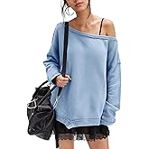 Locachy Women's Oversized Off The Shoulder Sweatshirt Long Sleeve Slouchy Shirt Pullover Tops