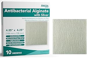 Areza Silver Alginate Dressing (Antibacterial Alginate with Silver) 10.8cm x 10.8cm Sterile; 10 Dressings Per Box