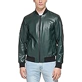 DKNY Men's Faux Leather Varsity Bomber Jacket