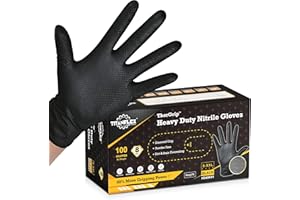 TitanFlex Heavy Duty Black Industrial Nitrile Gloves with Raised Diamond Texture, Latex Free (6mil/8mil)