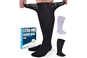 Doctor's Select 2 Pairs Extra Wide Socks for Swollen Feet - Bamboo Viscose Lymphedema Socks | Diabetic Bariatric Socks