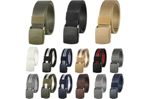 JaGely 15 Pack Nylon Hunting Belt Webbing Canvas Military Belt Tactical Men Waist Belt Web Belt with Plastic Buckle for Christmas Men Gifts Outdoor
