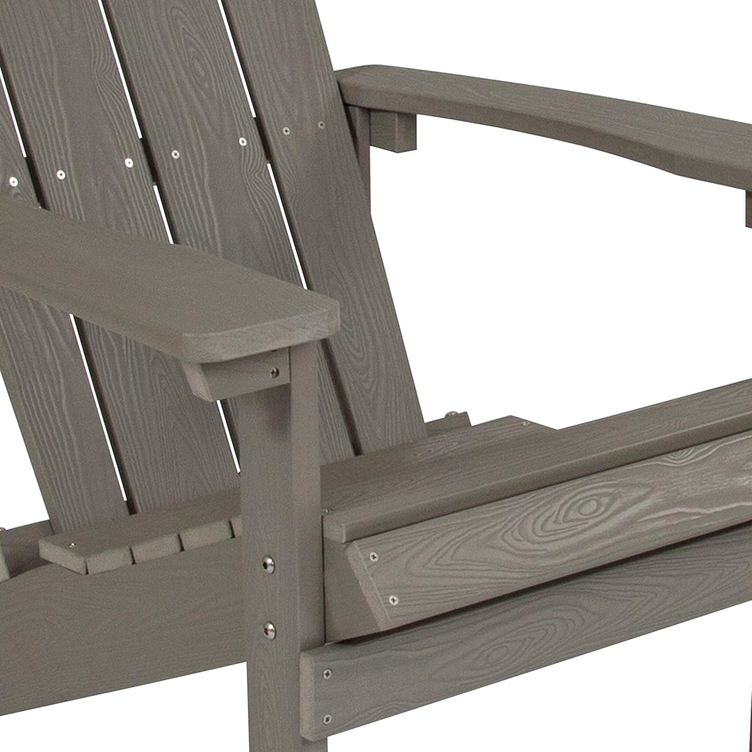 Flash Furniture Charlestown All-Weather Adirondack Chair in Light Gray Faux Wood: Furniture & Decor