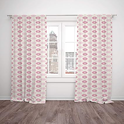 Amazon Com Satin Window Drapes Kitchen Curtains Geometric