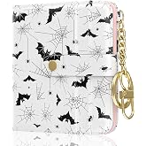 Aiawoxc Womens Wallet, RFID Small Wallets for Women, Slim Compact Credit Card Holder, Cute Leather Bifold Ladies Purse with Zipper Coin Pocket and ID Window, Gothic Bats