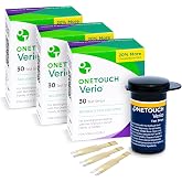 OneTouch Verio Test Strips for Blood Glucose Meter, 30 Count, 3 Pack | Fast 5-Second Diabetic Test Strips with Small Blood Samples, No Manual Coding and Accurate Daily Monitoring