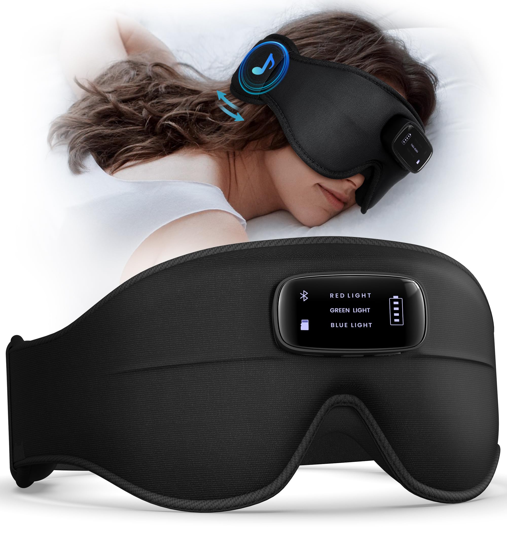 Photo 1 of Sleep Mask with Headphones Bluetooth 5.4-3D Zero-Pressure Design AHUIARGY Adjustable Sleep Headphones 100% Light Blocking Sleep Headphones with White Noise Sounds Comfortable?Raven?