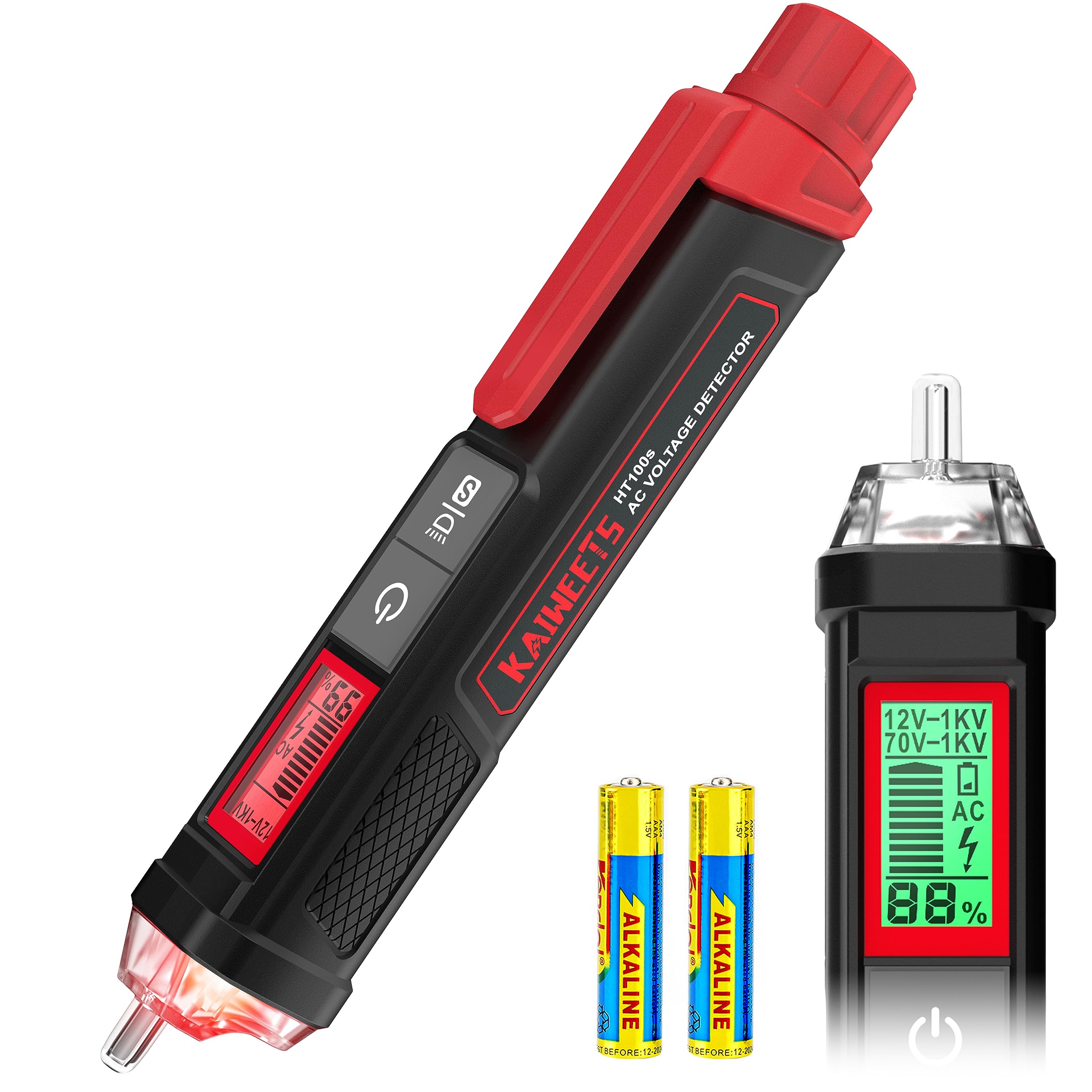 KAIWEETS HT100S Voltage Tester, Dual-Range 12V-1000V/70V 1000V Non-Contact Electric Tester, Sensitivity Electric Compact Pen with NCV, LED Flashlight, Buzzer Alarm, Wire Breakpoint Finder — image 1