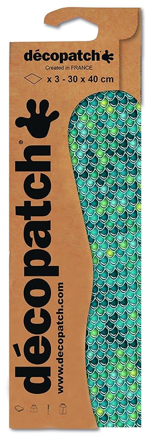 Decopatch Papier No. 729 (türkis Schuppen, 395 x 298 mm) 3er Pack