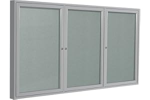Ghent 48"x96" 2-Door Outdoor Enclosed Vinyl Bulletin Board, Shatter Resistant, with Lock, Satin Aluminum Frame - Silver (PA34896VX-193), Made in The USA,Medium