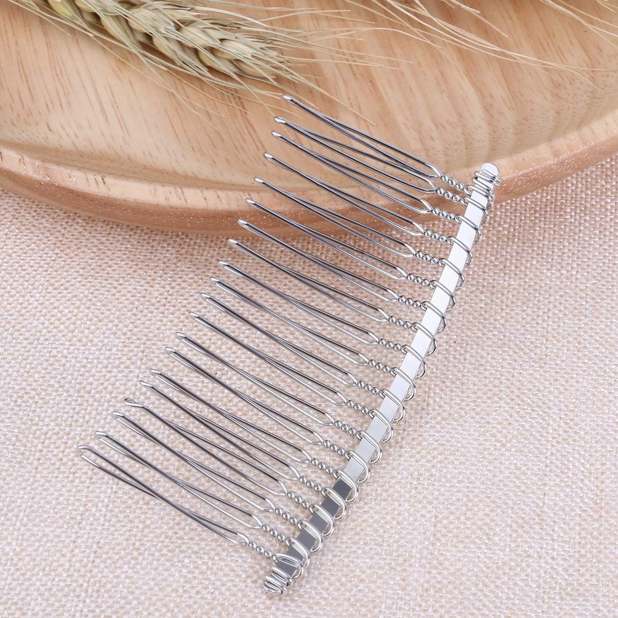 Solustre 10pcs Hair Combs Metal Wire Hair Combs Clip Teeth Inserted Comb Twist Bridal Wedding Veil Combs (20K White) - Image 5