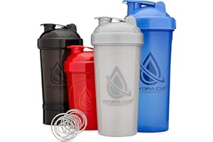 Hydra Cup - [4 PACK Shaker Bottle Combo Pack, Four Different Sizes & Colors, Protein Shaker Blenders With Wire Whisk, Small, 