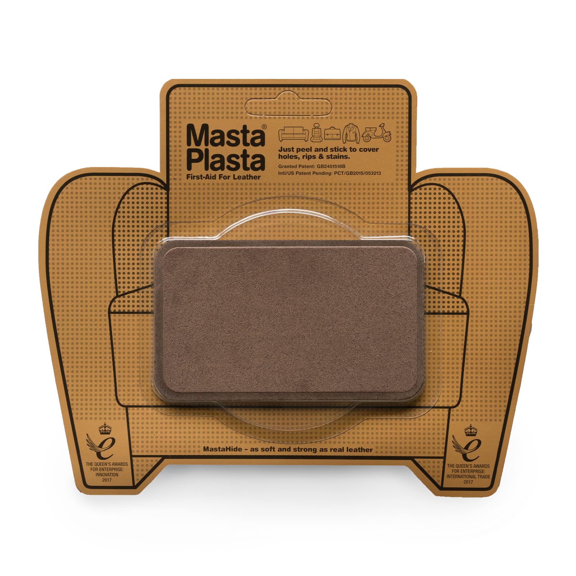 MastaPlasta Instant Self-Adhesive Premium Suede and Velvet Repair Patch - Brown 10cm x 6cm (4in x 2.4in). Upholstery-Quality Patches for Sofas, Car Interiors, Bags, Jackets & More