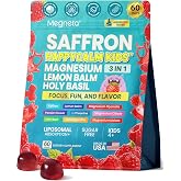 Saffron Gummies Kids &amp; Happy Calm, Magnesium Gummies Kids &amp; Adults, 60 Days | Advanced Focus &amp; Calm Support, Triple Magnesium for Mood and Stress Relief, Ashwagandha &amp; L-Theanine, Sugar Free-60 Count