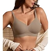 DEANGELMON Seamless Bras for Women No Underwire Comfortable Push Up Bra V Neck Wireless Bralette Full Coverage Wire Free