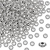 UNICRAFTALE About 200Pcs Tibetan Style Bicone Spacer Beads Antique Silver Loose Beads 6.5mm Metal Beads Smooth Bracelet Beads Finding for Earrings Necklace Bracelet Jewelry Making DIY Craft