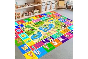 Mfmiudole Kids Rug for Playroom, Soft & Non-Slip Educational Rug with ABC, Zoo Animals, Numbers, Floor Play Mat for Kid, Preschool Classroom Rugs Playmat for Toddler Nursery Kids (59X39.4 inch, Zoo)