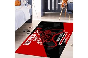 ANGELWARDROBE Gaming Area Rug for Bedroom Kids Gamepad Floor Rugs for Living Room Gamer Doormat Kitchen Floor Mat for Boys Mens Console Game Player Red Black Throw Rugs, 35"x23"