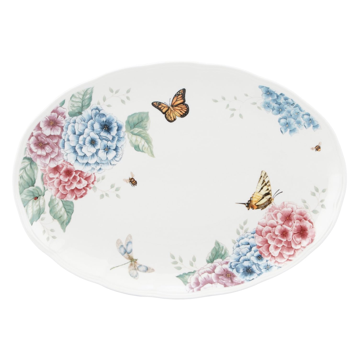 Lenox Butterfly Meadow Hydrangea Large Oval Platter, White - 841009