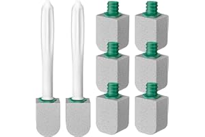 Xuelimei 6pcs Gray Pumice Stone for Toilet Bowl Cleaning with 2pcs Long Handle Toilet Brush,Cleaning Block Pumice Stone for Cleaning Toilet, Bathtubs, Kitchen Sink, Grill,Tile.