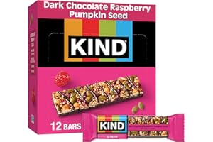 KIND Seeds Fruit & Nuts Snack Bar, Dark Chocolate Raspberry Pumpkin Seed | 5g Protein, High Fiber, Gluten Free Bars, 1.4 OZ, 12 Count