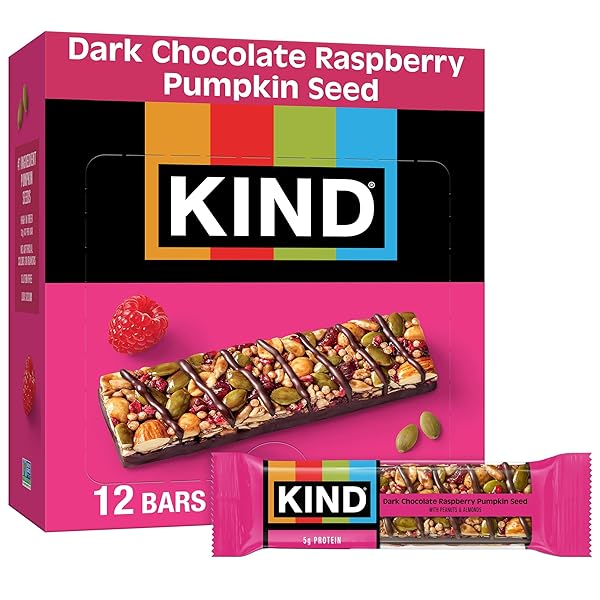 KIND HEALTHY SNACKS BARS, DARK CHOCOLATE RASPBERRY PUMPKIN...