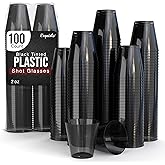 Exquisite Plastic Shot Glasses Disposable 100 Count 2 Oz Smokey Dark Tinted Black Shot Cups - Perfect Party Supplies for Party Cups - Cute Shot Glasses & Cool Shot Glasses