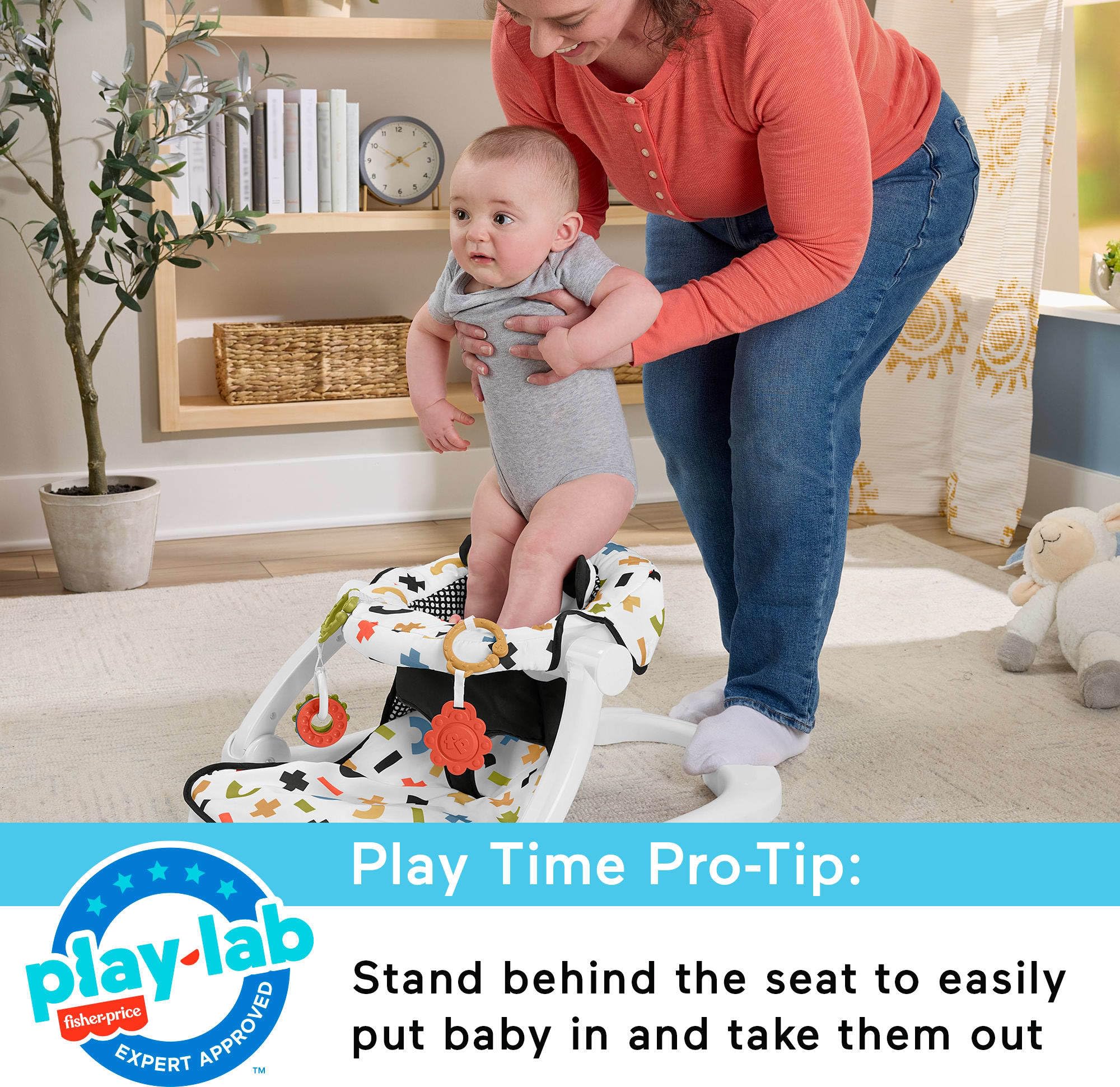 Fisher-Price Portable Baby Chair, Cute Cow Sit-Me-Up Floor Seat with BPA-Free Teether & Clacker Newborn Developmental Toys (Amazon Exclusive)