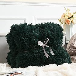 GONAAP Fuzzy Faux Fur Throw Blanket Forest Green