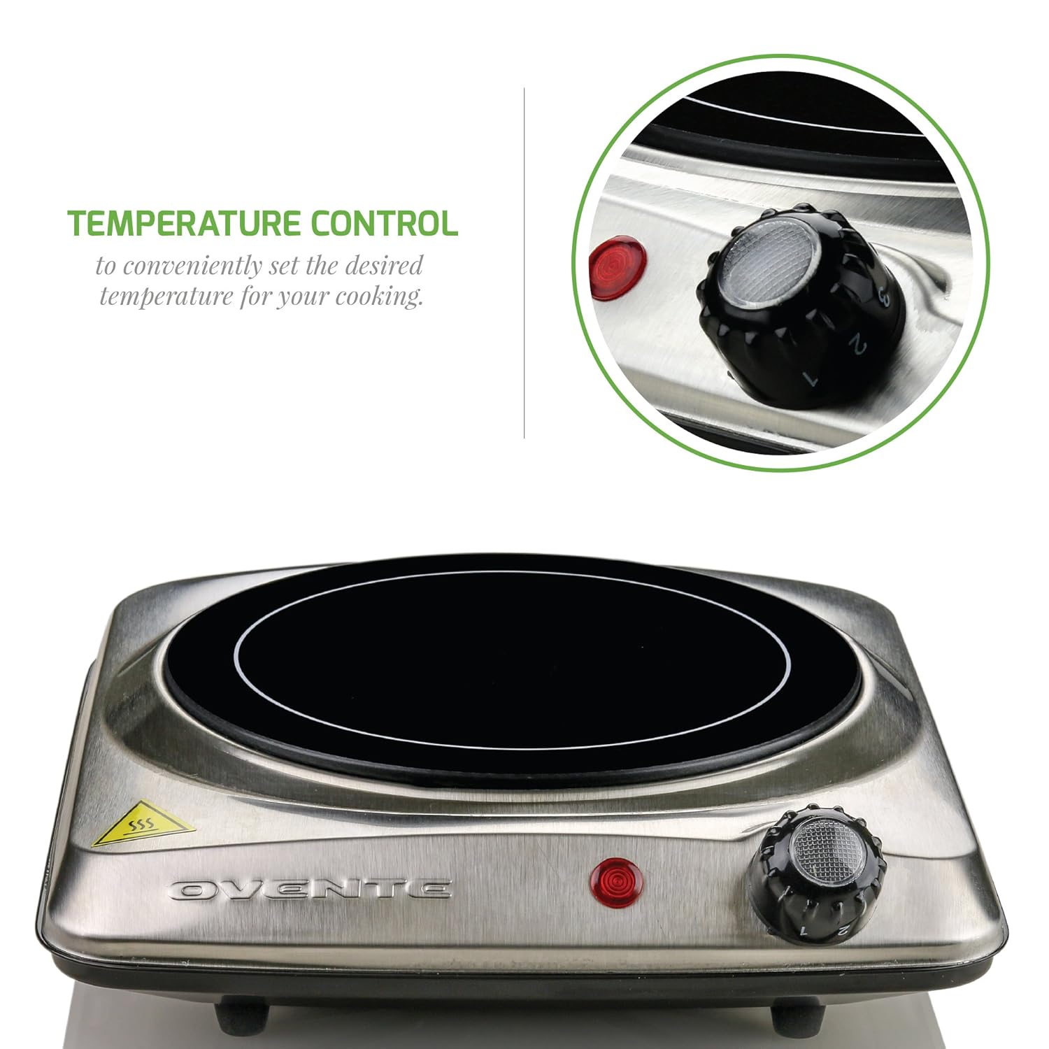 7 Inch Ceramic Glass Single Plate Cooktop with Temperature Control