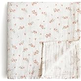 mushie Muslin Baby Swaddle Blanket | 100% Organic Cotton (Pink Flowers)