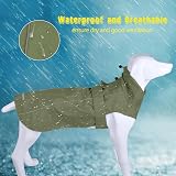 MAMORE Adjustable Waterproof Dog Raincoat Reflective Stripe Green Medium view 3