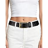 WHIPPY Genuine Leather Belt for Women Western Belt for Jeans with Vintage Gold Buckle & Full-Hole Strap, 1.5" Wide