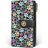 GIANCOMICS Puppy Dog Paw Womens Wallet RFID Blocking, Credit Card Holder Bifold, PU Leather Travel Billfold, Long Cute Cash Purse, Zipper Coin Pocket Clutch, 11 Card Slots, Ladies Gift Woman