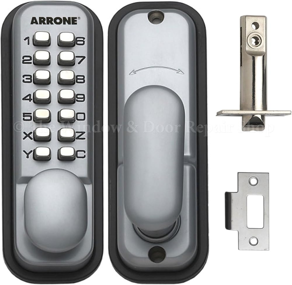 Hoppe AR/D-195MC Digital Push Button Lock Silver 8000 Codes 33-55mm Door